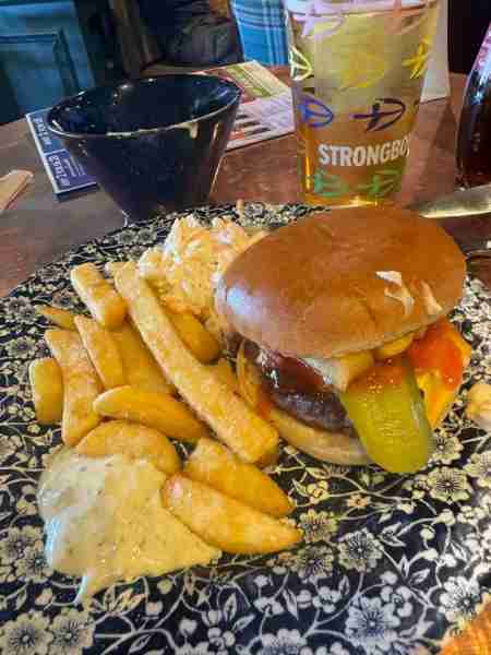 Burger and chips...