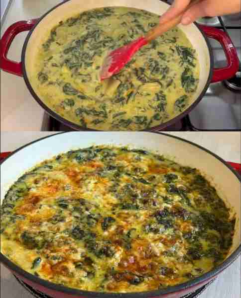 Very delicious and juicy baked spinach… Quick and healthy dinner in 10 minutes…