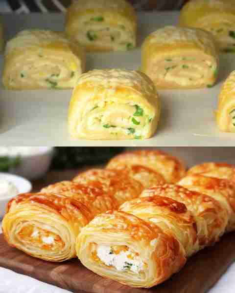 Creamy Cheese Puff Pastry Rolls Recipe