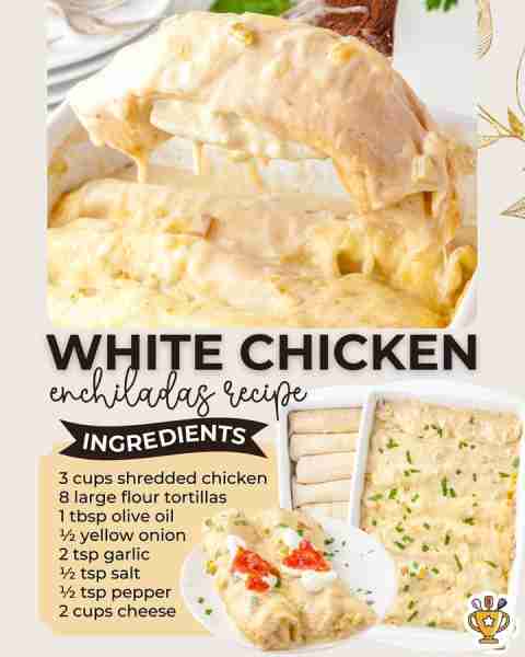 WHITE CHICKEN ENCHILADAS! A creamy twist on a classic favorite! 🌯🧀 Who’s making these White Chicke...