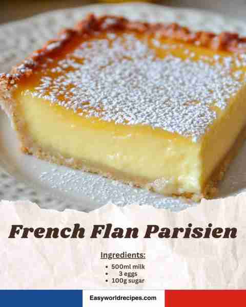 🇫🇷 Classic Flan Parisien (Parisian Custard Tart) 🥧 Creamy, rich custard nestled in a buttery crust—...