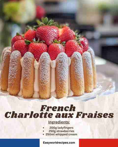 🇫🇷 Beautiful Charlotte aux Fraises (Strawberry Charlotte) 🍓 Light, fruity, and elegant—this no-bake...
