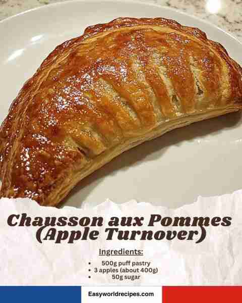 🇫🇷 Flaky Chausson aux Pommes (Apple Turnover) 🍏 A crispy, golden pastry pocket filled with cinnamon...
