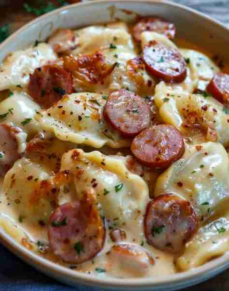 I couldn't believe how easy and tasty this casserole turned out! The perfect mix of pierogies and ki...