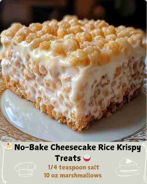 🍰 No-Bake Cheesecake Rice Krispy Treats 🍚 Ingredients: For the Cereal Base: 6 cups rice krispies c...