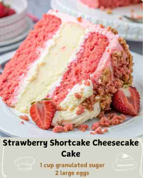 🍰 Strawberry Shortcake Cheesecake Cake 🍓 Ingredients: For the Vanilla Cake Layer: 1 ½ cups all-pur...