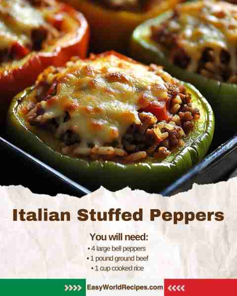 🇮🇹 Italian Stuffed Peppers (Beef and Rice Filled Peppers) Colorful bell peppers filled with savory b...