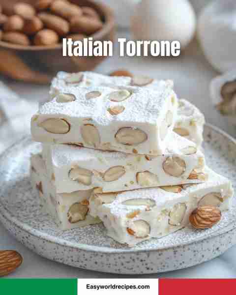 🍬 Italian Torrone 🇮🇹✨ Chewy, nutty nougat with crunchy almonds and a dusting of sugar—perfect for...