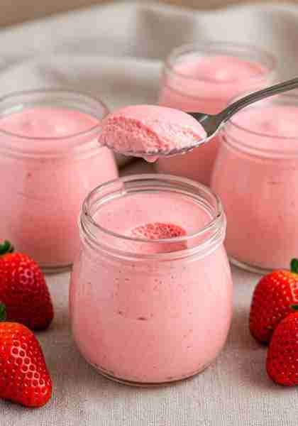 Easy 3-Ingredient Strawberry Mousse Ingredients: • 1 cup fresh strawberries (chopped) • 1/2 cup suga...