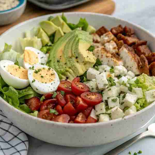 🥗 Avocado Chicken & Egg Salad 🥑🍗🥚 📌 Ingredients: 🥬 2 cups chopped lettuce 🍅 1/2 cup cherry to...