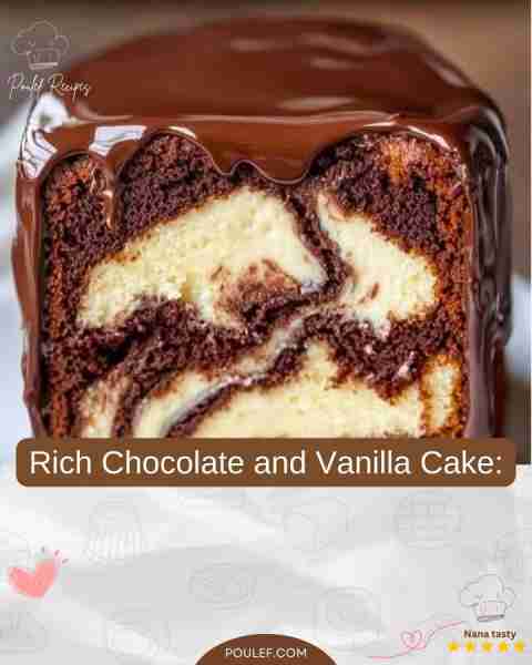 Rich Chocolate and Vanilla Cake: Ingredients: For the Vanilla Bottom: 2½ cups all-purpose flour 1 ts...