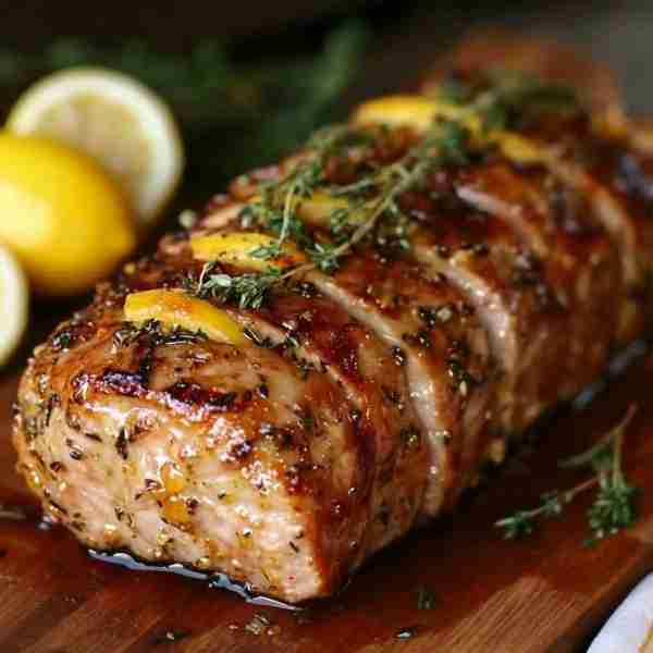 Pork Loin with Lemon and Thyme: An explosion of fresh and aromatic flavors in every bite! 😋 Delight...