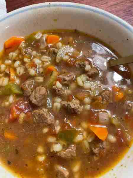 Made my first beef barley soup tonight!!! So yummy!! Will definitely make again!! Even my soup hatin...