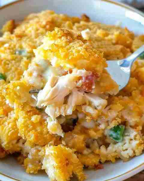 Ritz Cracker Chicken Casserole 🍗✨ Get ready to wow your family with a deliciously simple and scrum...