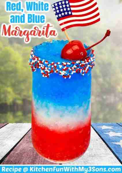 Full Recipe 👇 RED WHITE AND BLUE MARGARITA - Yum! ❤🤍💙