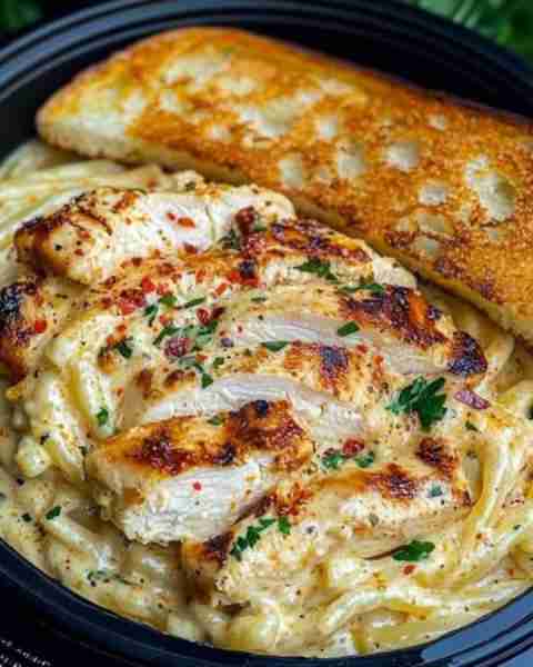 🍝 Creamy Chicken Pasta with Garlic Bread 🍞 📌 Ingredients: For the Pasta: 2 large chicken breasts,...