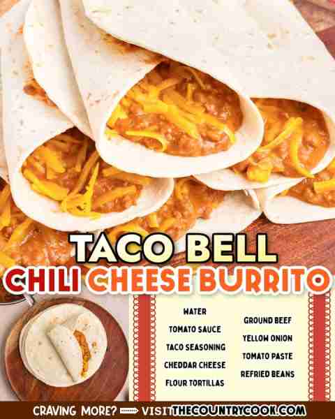 A Taco Bell Chili Cheese Burrito is a fan favorite! Filled with seasoned beef, melty cheese, all wra...