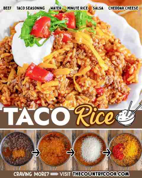This easy, one pan Taco Rice recipe is a whole meal in one. Ground beef, taco seasonings, salsa, ric...