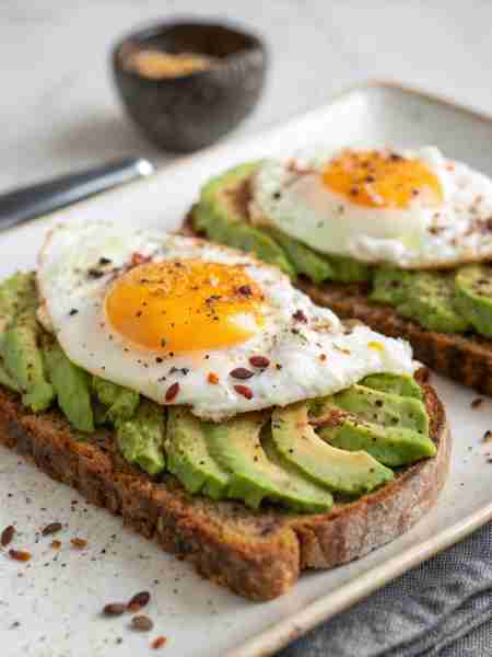Avocado Toast with Sunny Eggs 🍞🥑🍳🌶️ Ingredients: 🍞 Whole grain or sourdough bread (2 slices) 🥑...