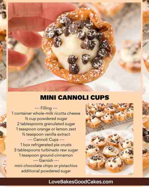 RECIPE - https://www.lovebakesgoodcakes.com/mini-cannoli-cups/ These Mini Cannoli Cups are easy to m...