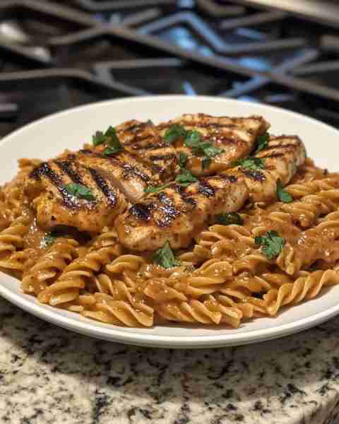 Grilled Chicken with Roasted Poblano Pasta Fire-Grilled Chicken over Creamy Roasted Poblano Penne In...