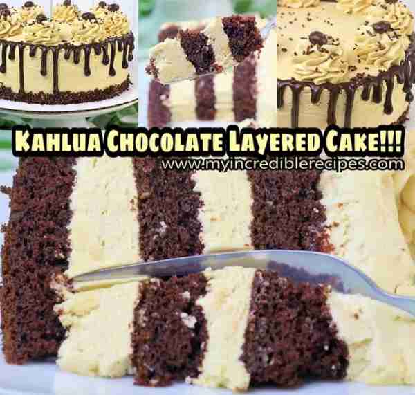 Adult Chocolate Layered Cake! 🍰 Frosted & Layered with Homemade Kahlua Buttercream Frosting! 🥄 Yes...