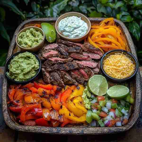 Grilled Steak Fajitas Ingredients: For the Steak & Veggies: 1 lb flank steak (or skirt steak) 1 red...
