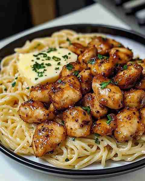 Honey Pepper Chicken with Creamy Garlic Butter Pasta 🍯🌶️🍝 Ingredients: - 2 tbsp cooking oil (for f...