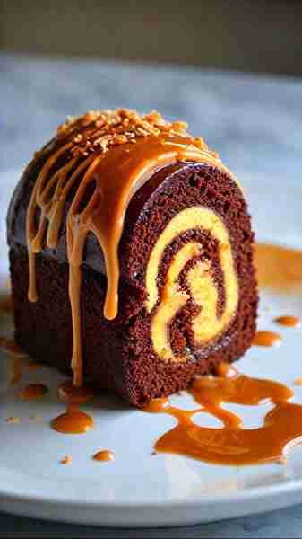CARAMEL CHOCOLATE CREAM ROLL INGREDIENTS For the Chocolate Sponge: 4 large eggs ½ cup granulated sug...