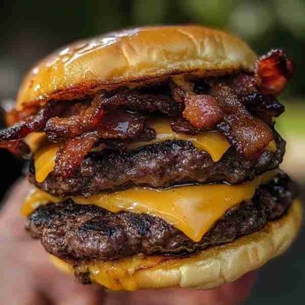 Double Bacon Cheeseburger Ingredients (Serves 2)For the Burgers: 1 lb (450g) ground beef (80/20 lean...