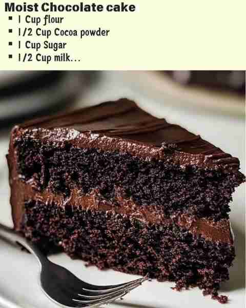 Moist Chocolate cake Ingredients ▪︎1 Cup flour ▪︎1/2 Cup Cocoa powder ▪︎1 Cup Sugar ▪︎1/2 Cup milk ▪...