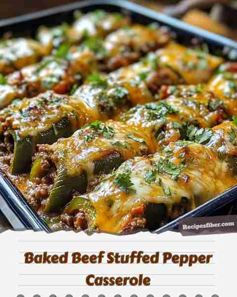 Baked Beef Stuffed Pepper Casserole 🍽️🌶️🧀🔥🥩 A delicious and hearty dish perfect for the whole fam...