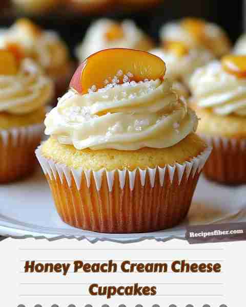 Honey Peach Cream Cheese Cupcakes 🍑🧁 Delightful cupcakes bursting with peach flavor and creamy fr...