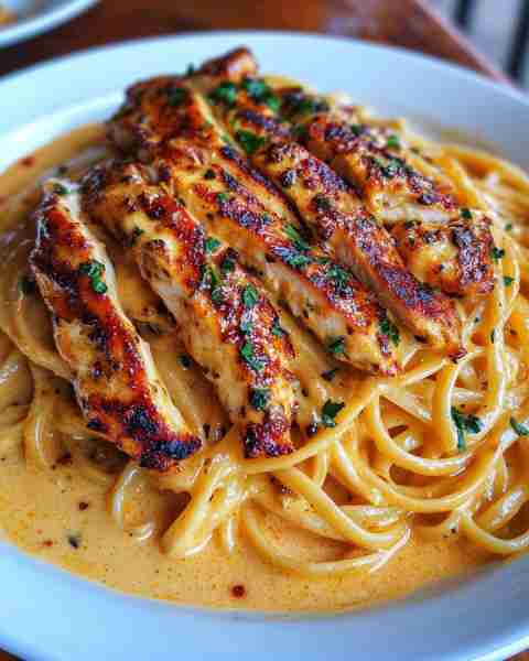 Cajun Spiced Chicken over Creamy Garlic Linguine Ingredients: 2 boneless, skinless chicken breasts,...