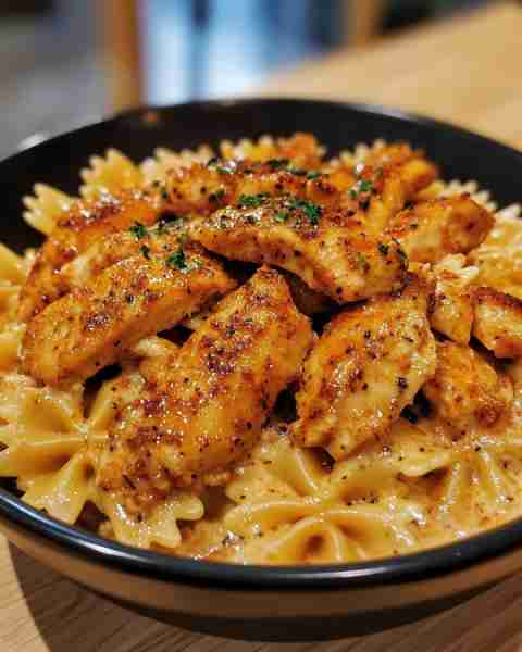 CREAMY GARLIC PARMESAN CHICKEN BOWTIE PASTA Ingredients: 2 boneless, skinless chicken breasts, slice...