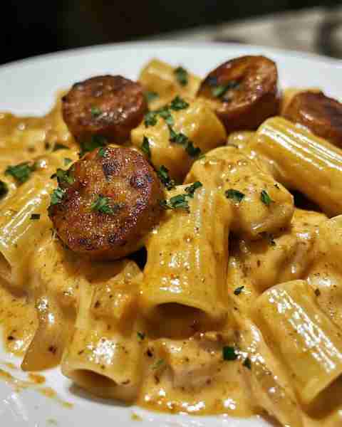 Smoky Cajun Sausage and Rigatoni in Garlic Cream Sauce Ingredients: 1 lb Italian sausage (smoked or...
