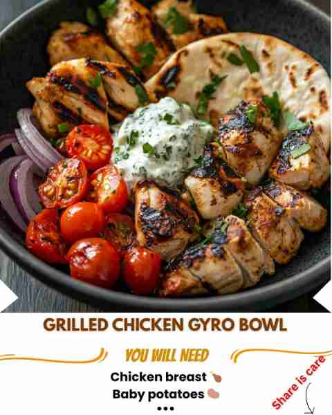 🍗🔥 Ultimate Grilled Chicken Gyro Bowl 🍅🧄 Prep time: 25 min Cook time: 20 min Servings: 4 Calorie...
