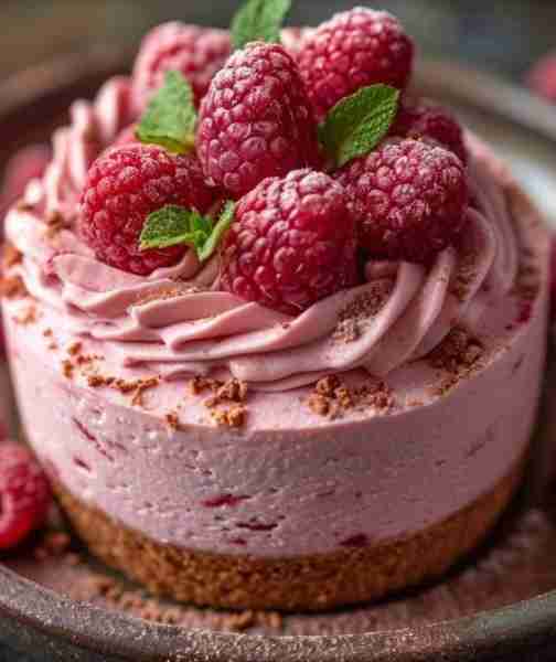 Raspberry Cheesecake Delight 💖 Creamy Raspberry Cheesecake Delight with a Buttery Graham Cracker Cr...