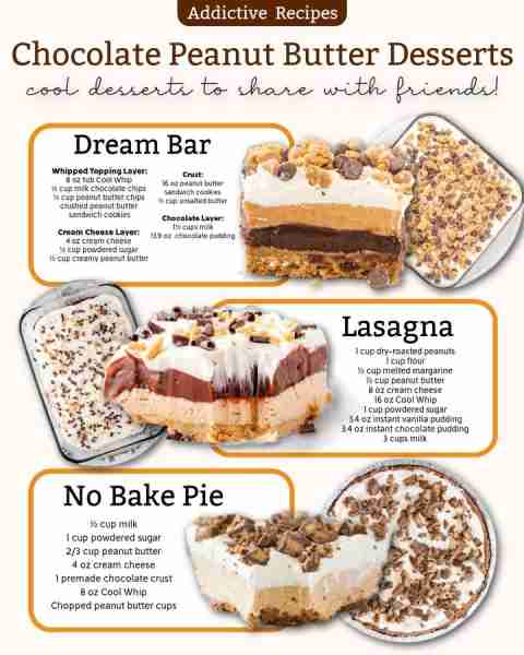 Chocolate Peanut Butter Desserts that perfect to share with friends! Ingredients 1. Dream Bars For T...