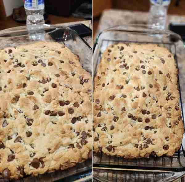 Cookie Bars 1 box of yellow cake mix 1/2 cup melted butter 2 eggs 1 tsp Vanilla 1 bag of chocolate c...