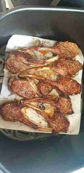 Just did lamb cutlets in my air fryer. Unbelievably easy and tasty! Worcestershire sauce, Montreal s...