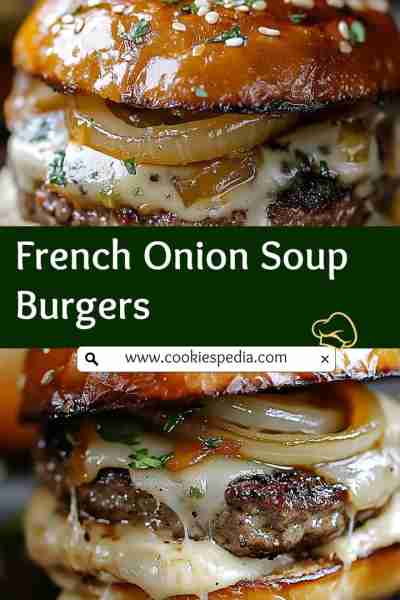 🍔 French Onion Soup Burgers 🍔 Transform your burger game with these juicy burgers with caramelized...