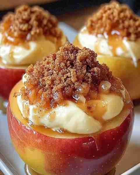 Cheesecake Stuffed Baked Apples 🍎🍏 Ingredients: - Apples - Cream cheese - Sugar - Vanilla extract...