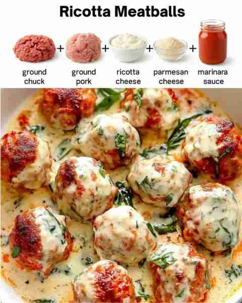 Ricotta Meatballs Ingredients 15 oz ricotta cheese 1 tsp garlic minced 1 tsp dried basil 1 tsp dried...