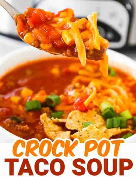 Crock Pot Taco Soup! Check Comments for Full Recipe Ingredients: 1 lb lean ground beef 1 cup diced y...
