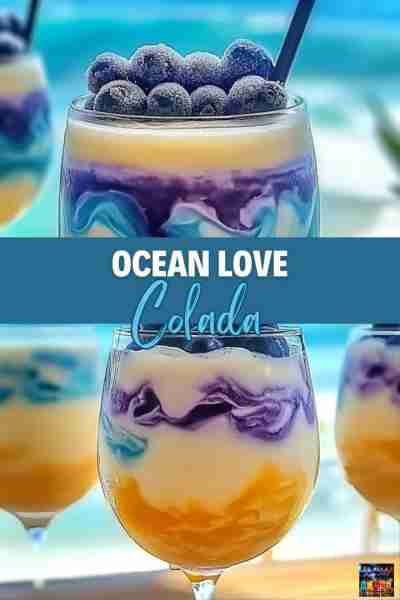 The Ocean Love Colada is a visually stunning tropical cocktail that combines creamy coconut and pine...