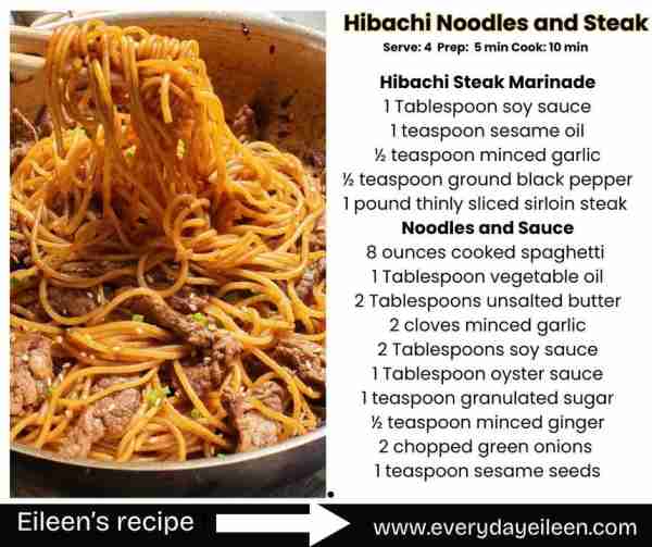 Hibachi Noodles and Steak, a delicious, easy and quick takeout-fake out dinner. Recipe link in comme...