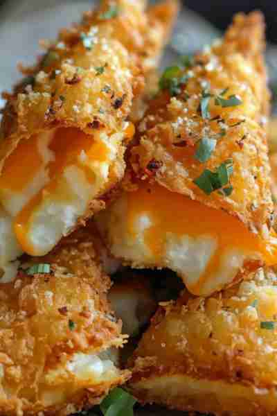 Delicious fried cheese sticks with a crispy, golden exterior and a melty cheese center. Ingredients:...