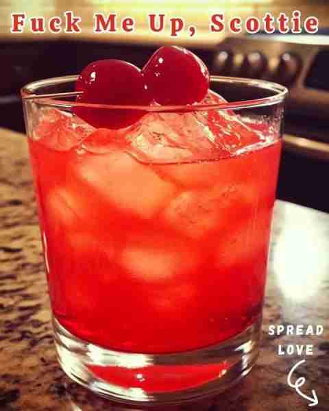 Fuck Me Up, Scottie Ingredients: 2 shots Vodka 1 oz Grape Juice (concentrate) 5 oz Water 2 Maraschin...
