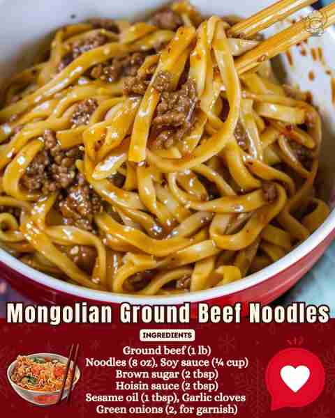 Savory beef, sweet sauce, and tender noodles—your taste buds will thank you! 😋 • 1 lb ground beef •...